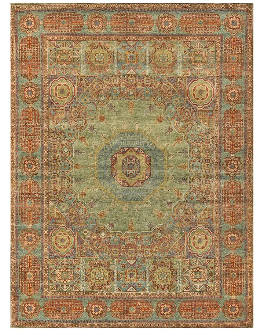 Mamluk Hand-Knotted Area Rug - Green, New Zealand Wool