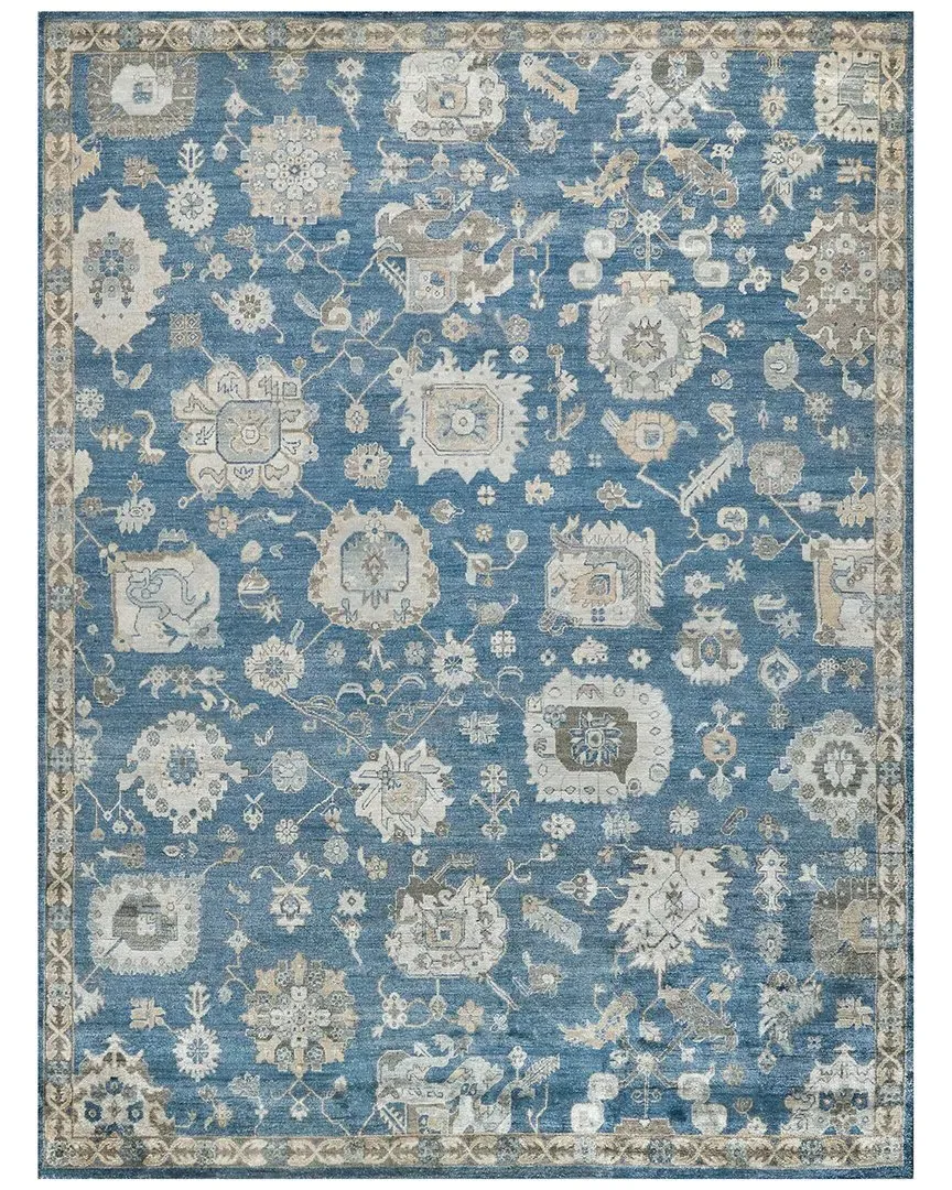 Museum Hand-Knotted Area Rug - Navy, Bamboo Silk