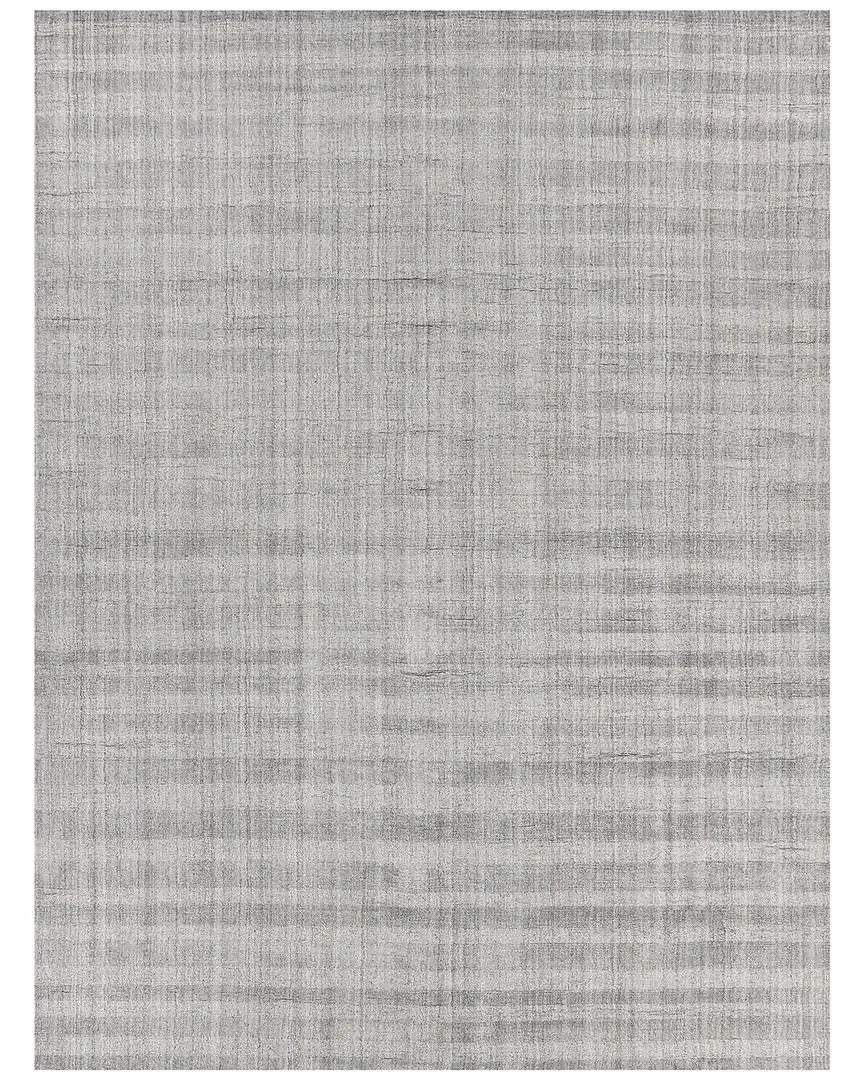 Robin Stripe Hand-Loomed Area Rug - Grey, Wool & Bamboo Silk image