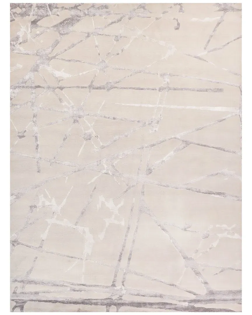 Space Age Hand-Knotted Rug - Silver, Wool & Silk-Blend image