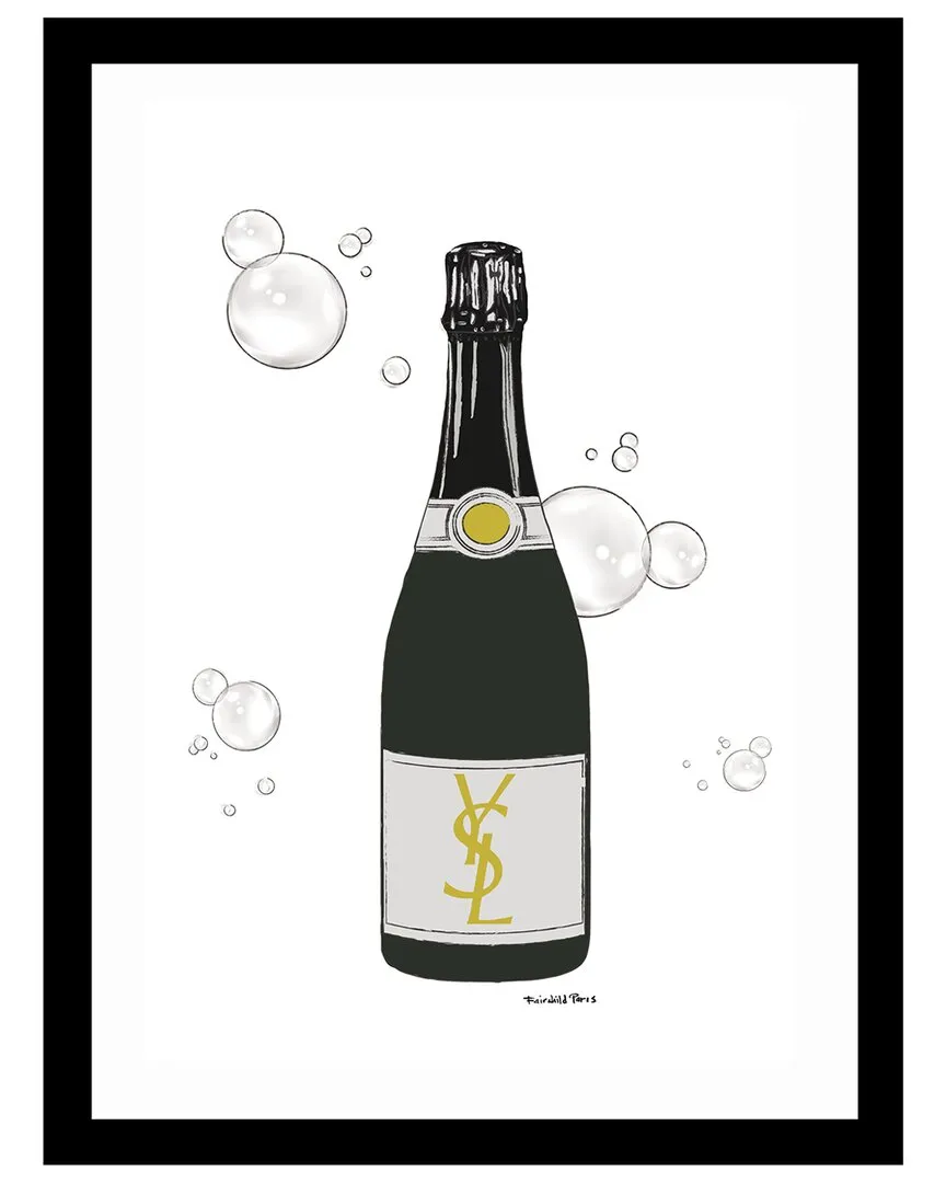 YSL Champagne Bottle Framed Print Wall Art - Black image