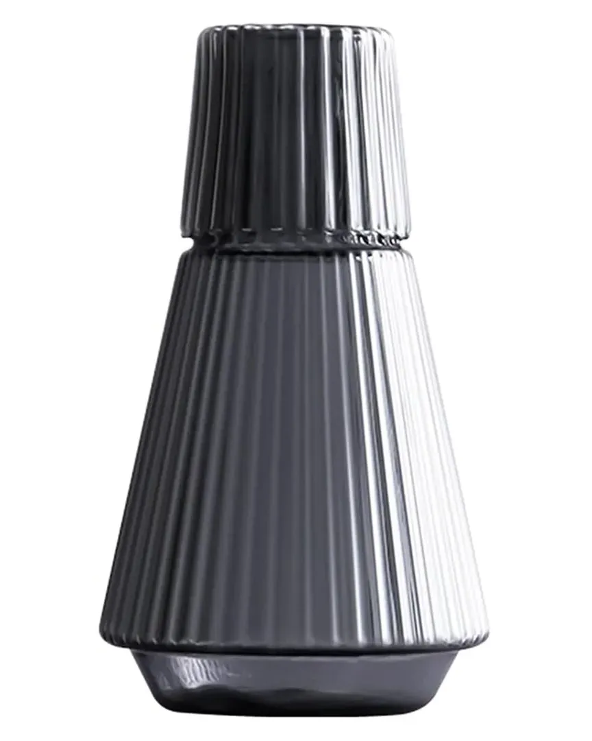 2pc Ribbed Carafe & Cup Set - Grey, Glass