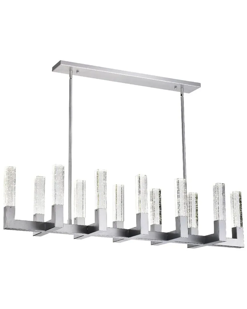 12-Light Rectangular Crystal Dianyi LED Chandelier - Silver image