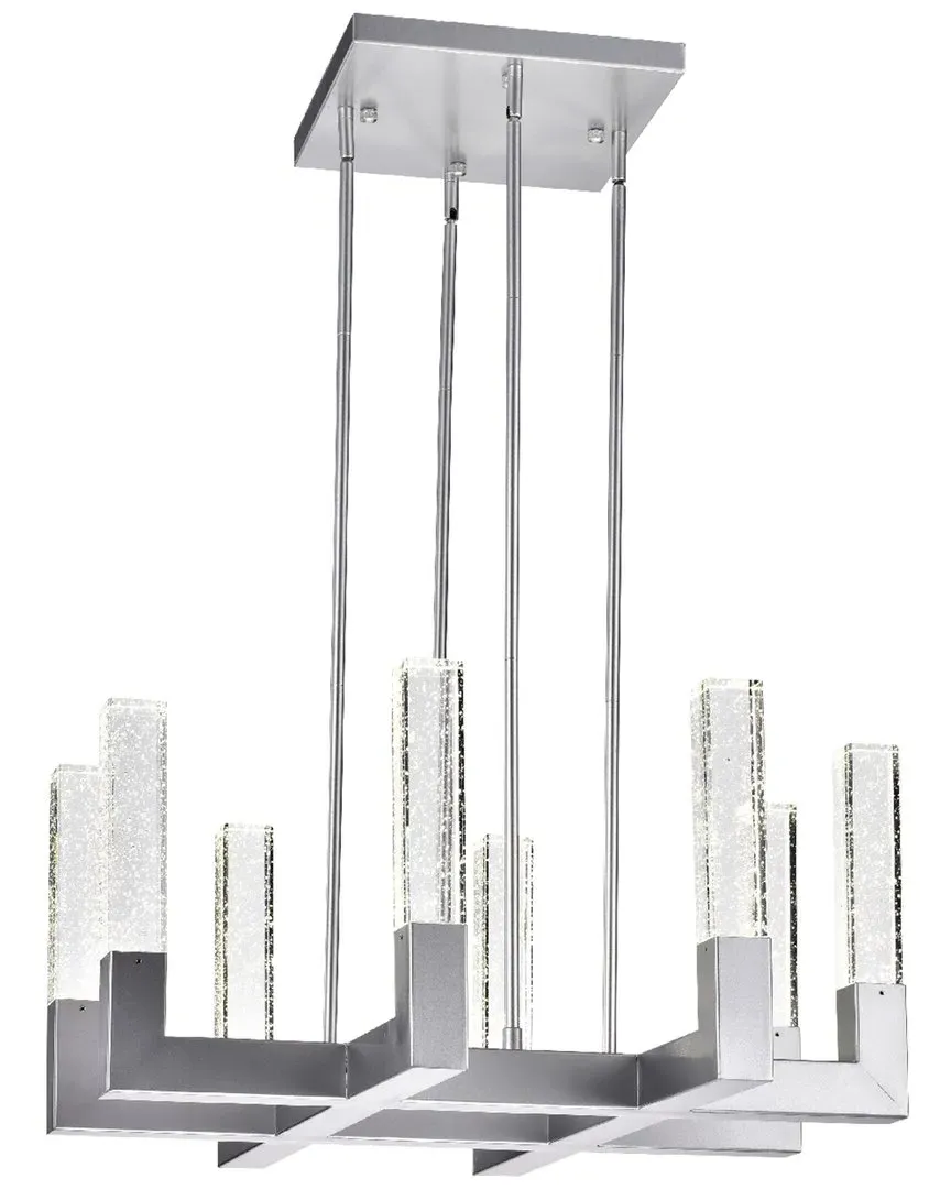 8-Light Square Crystal Dianyi LED Chandelier - Silver image