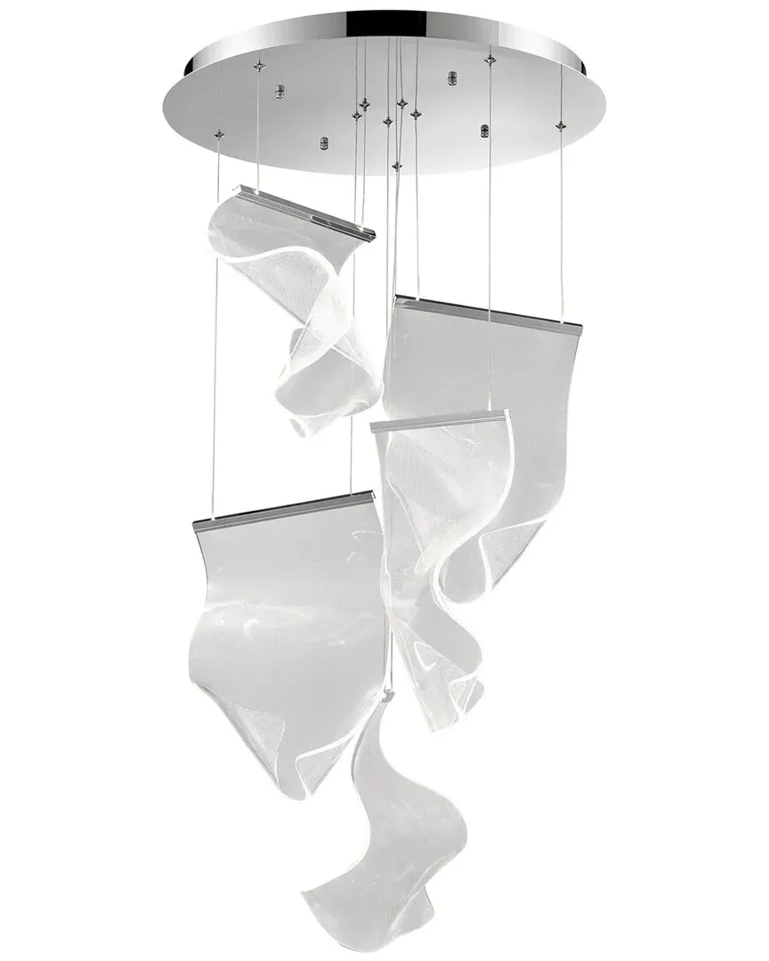 Acrylic Lace 5-Light LED Chandelier - Chrome image