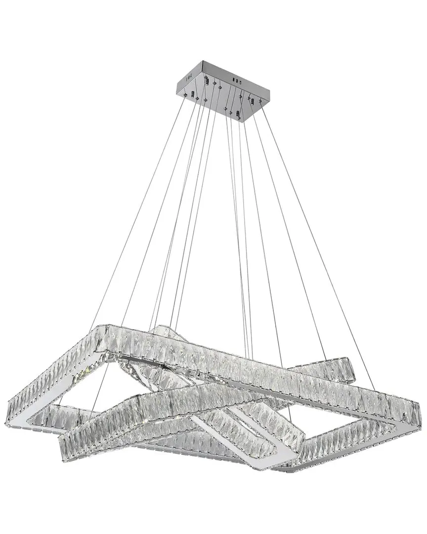 Crystal Three Rectangle LED Chandelier - Chrome