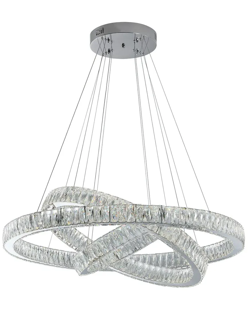 Crystal Three Ring LED Chandelier - Chrome