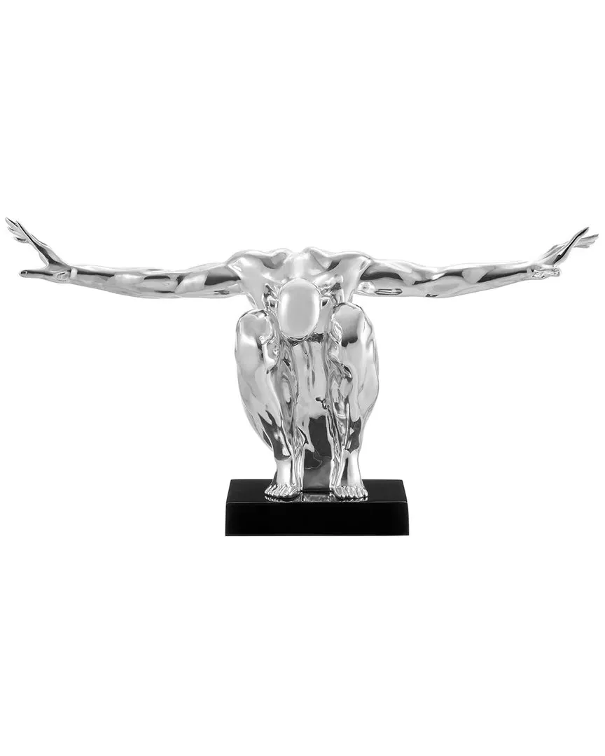 Large Saluting Man Resin Sculpture - Silver image