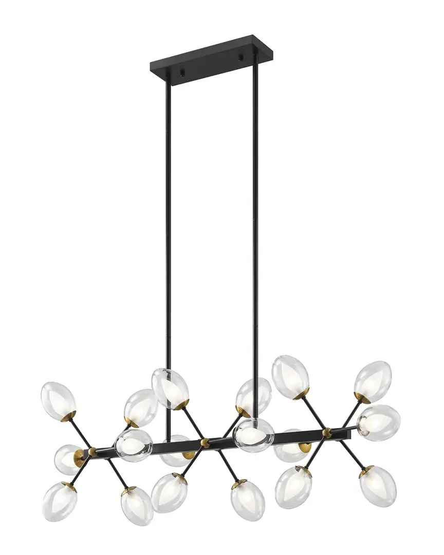 Nodus Crystal 18-Light Rectangular Chandelier - Black, Gold image