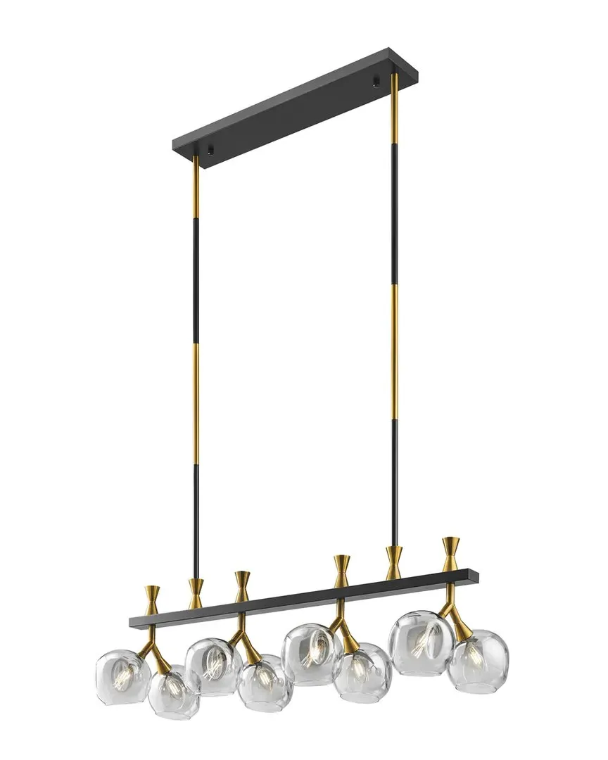 Sonder Rectangular 8-Light Chandelier - Black, Gold Metal