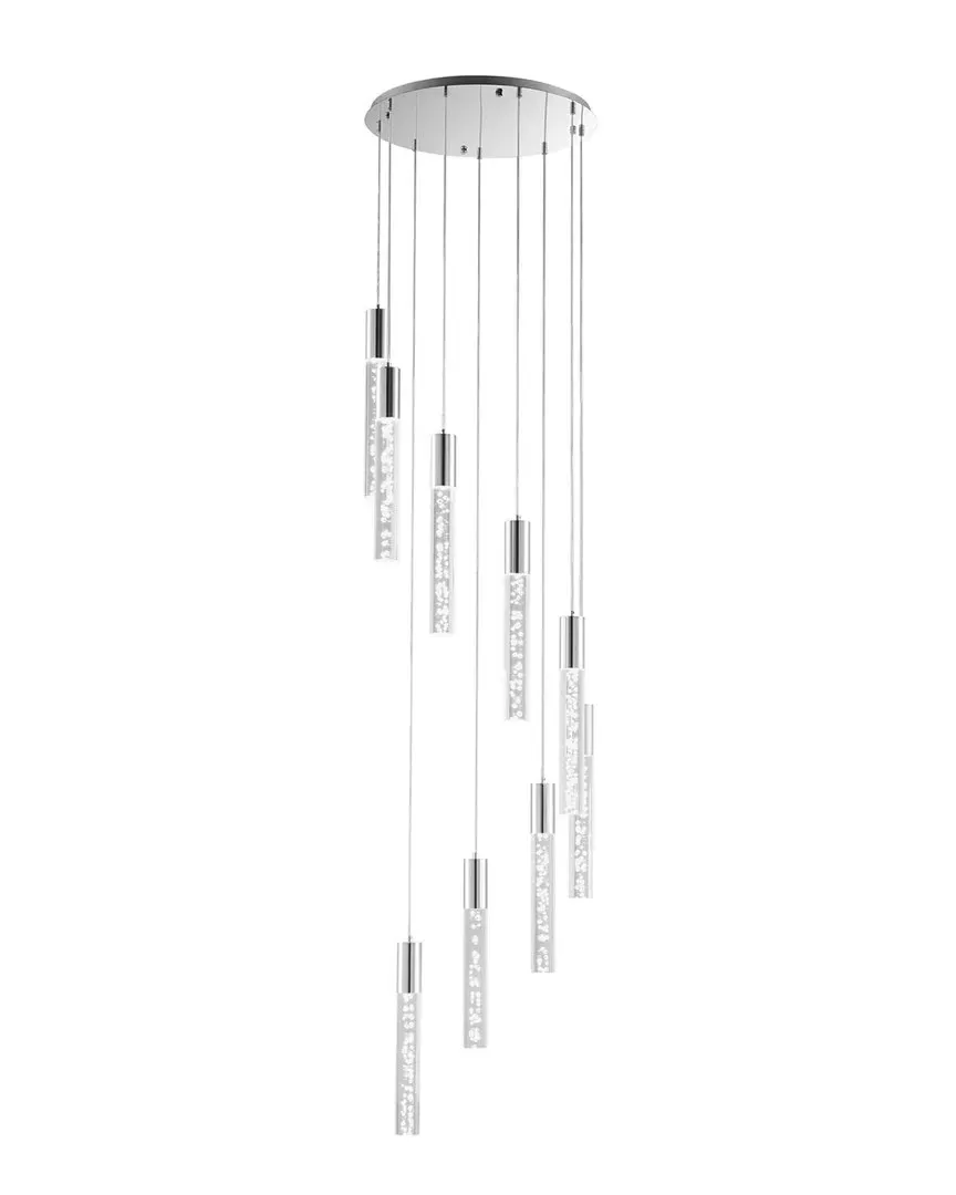 Sparkling Night Nine Piece Cylinder Chandelier - Chrome