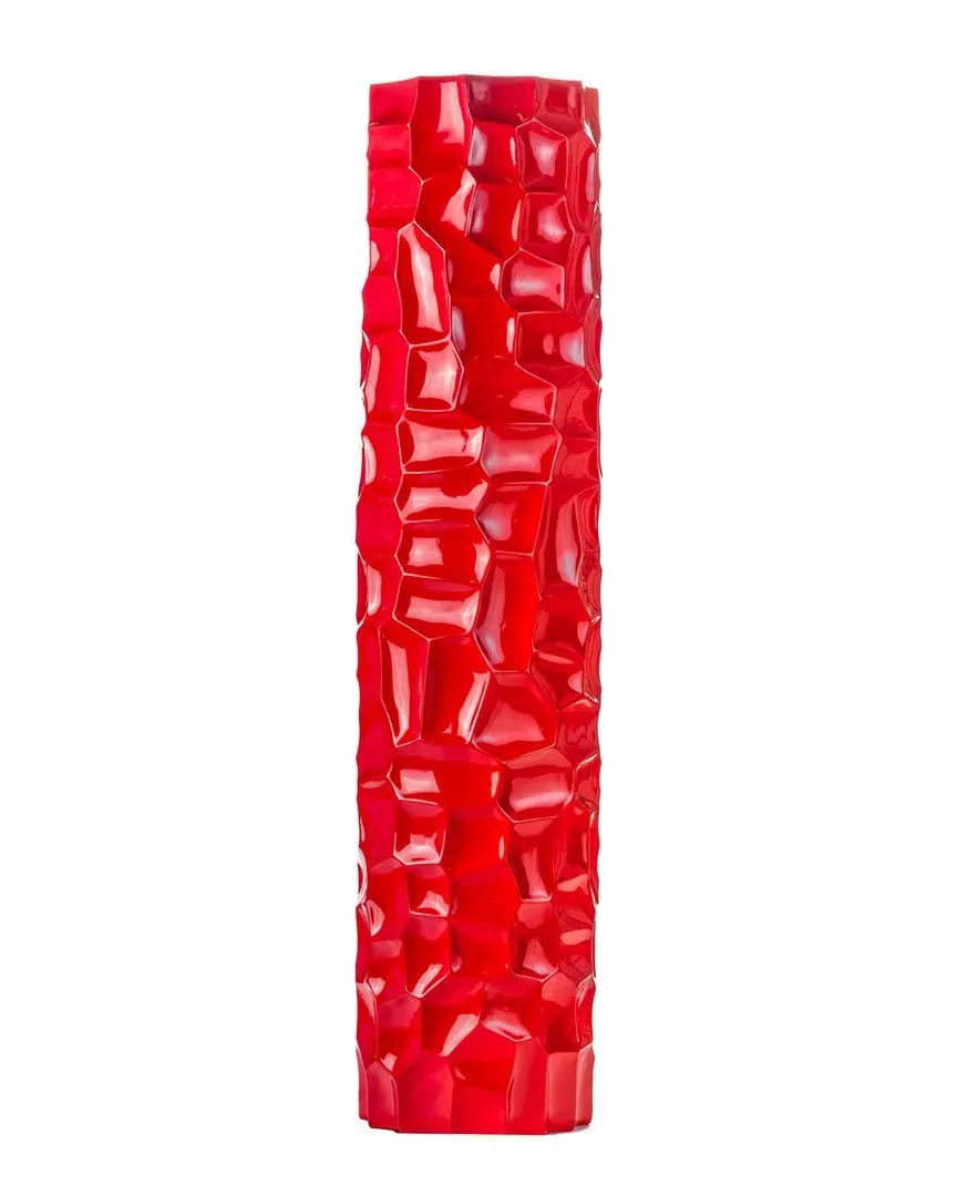 Textured Honeycomb Vase - Red, Resin