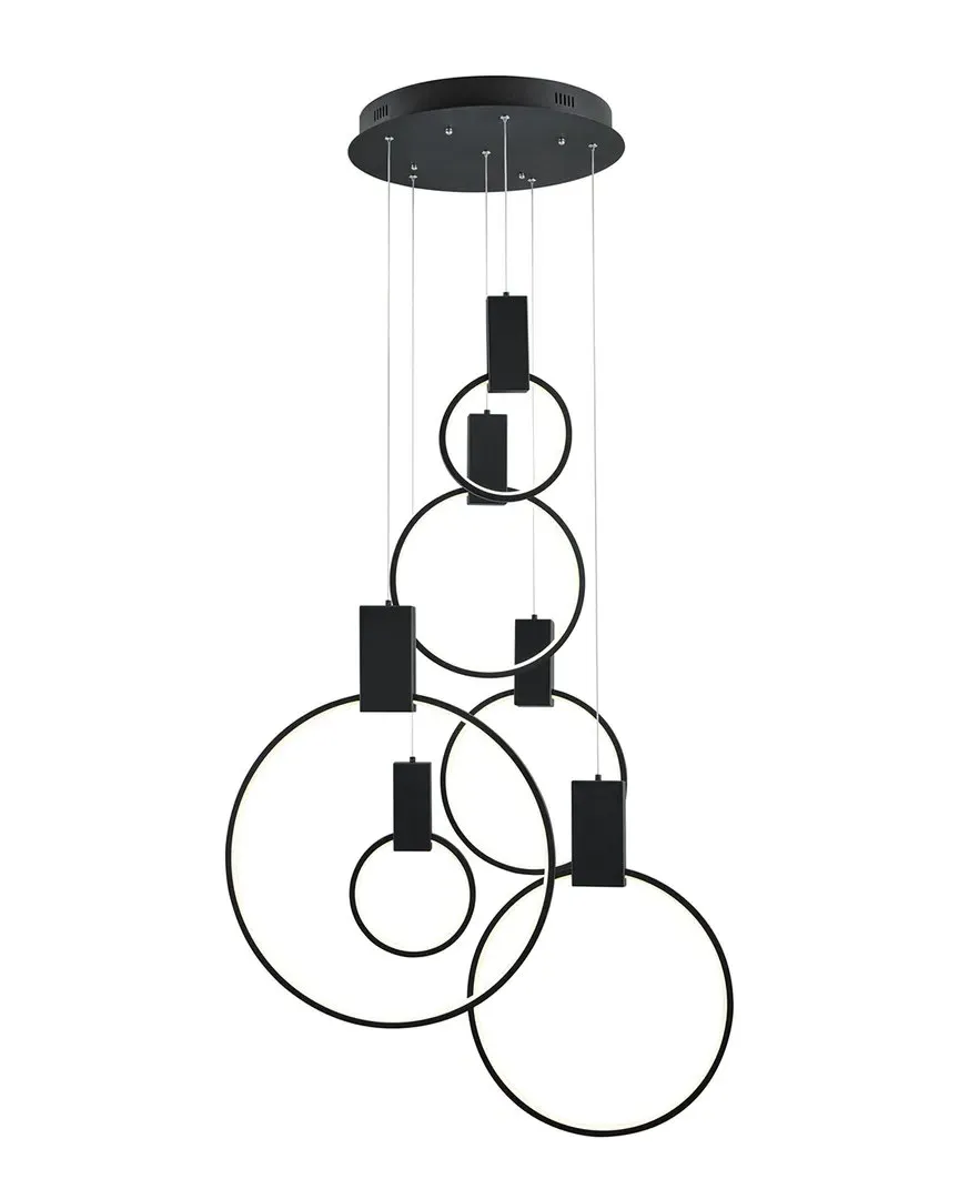 Hong 6-Hoop Round LED Chandelier - Black