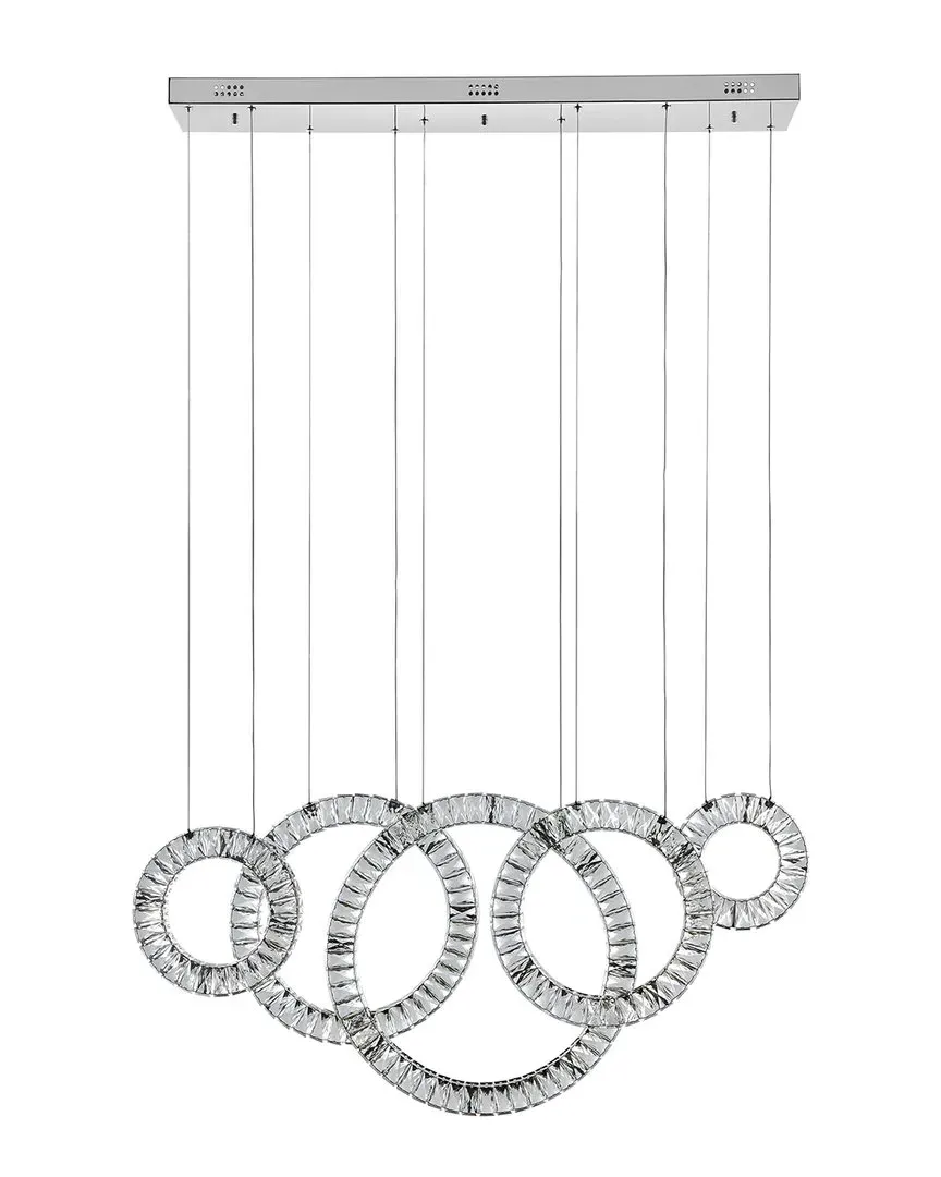 Hoop Progression 5-Ring Crystal Chandelier - Chrome
