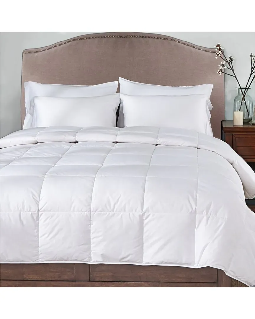 Lightweight White Goose Down Feather Comforter - White, Cotton