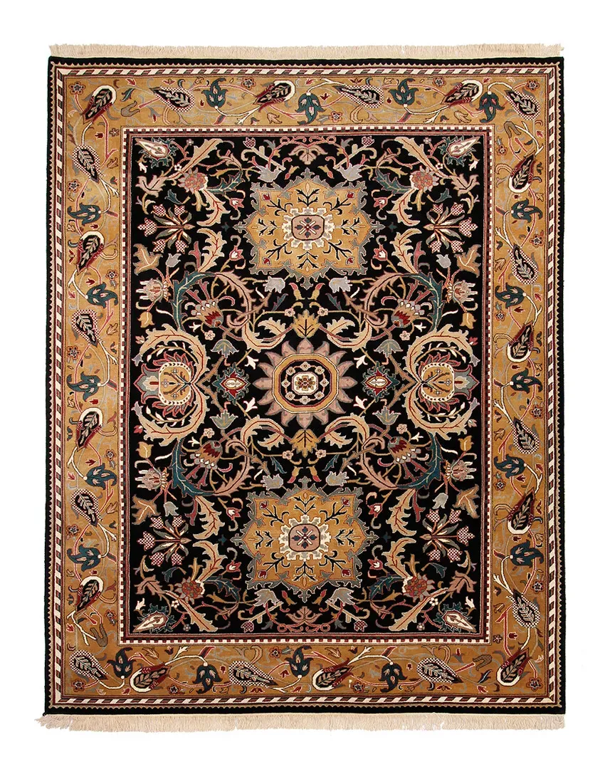 Agra Hand-Knotted Rug - Black, Wool image