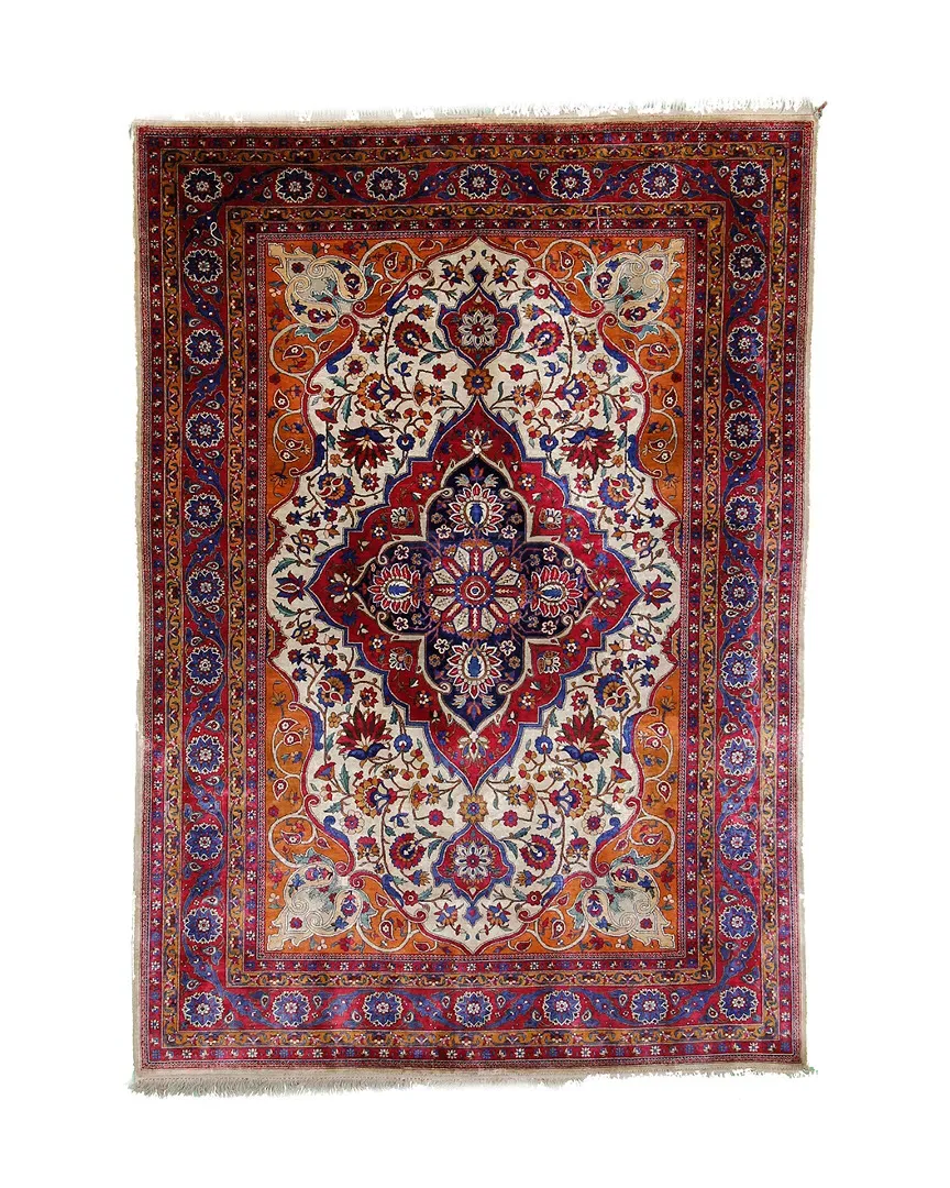 Persian Hand-Knotted Rug - Ivory, Silk