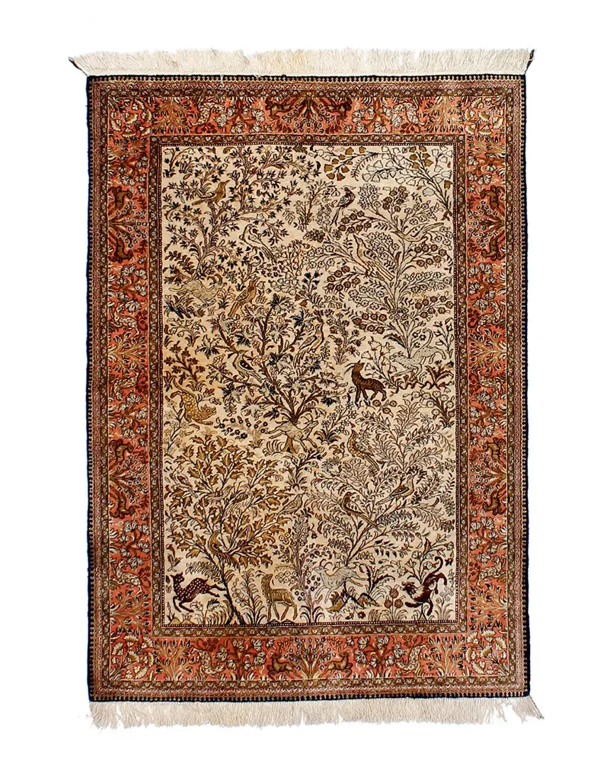 Persian Hand-Knotted Rug - Ivory, Silk image