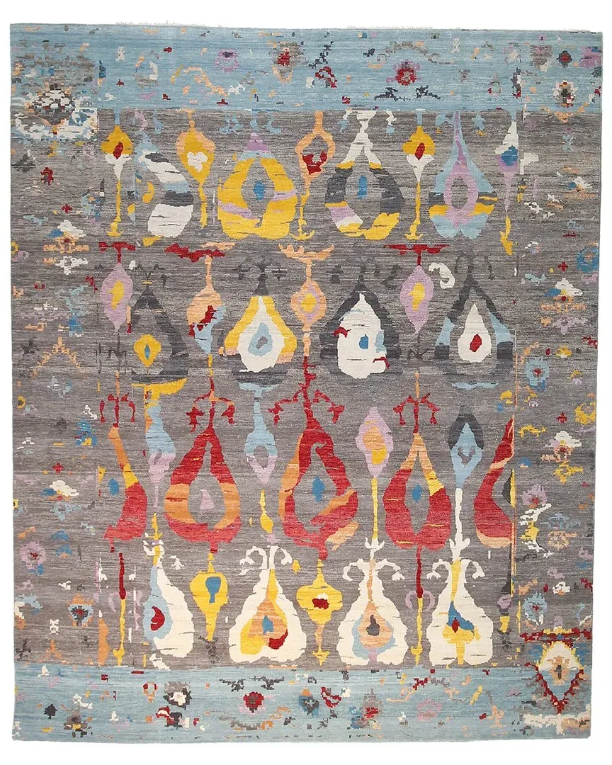 Sari Ikat Wool Rug - Gray image