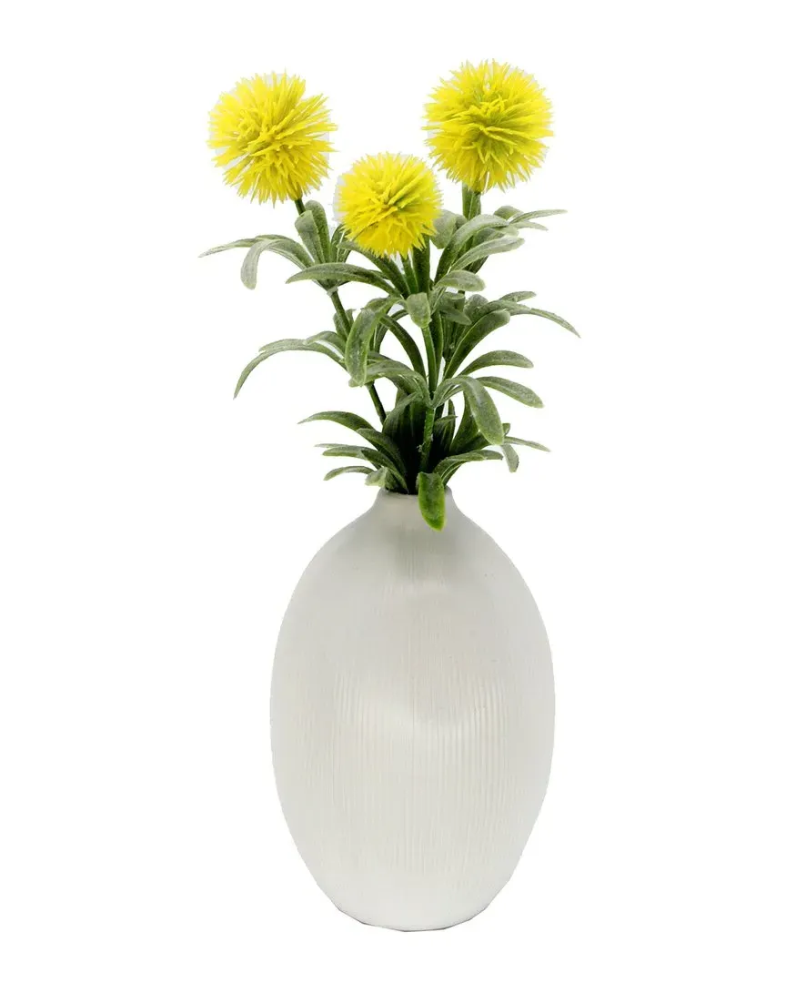 11in Pom Pom Ceramic Arrangement - White, Purple image