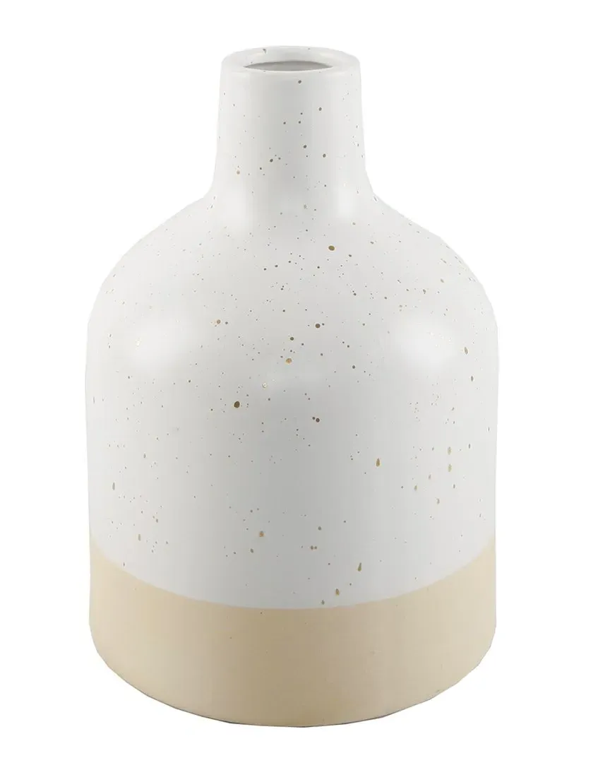 11in Two-Tone Speckle Ceramic Planter - White