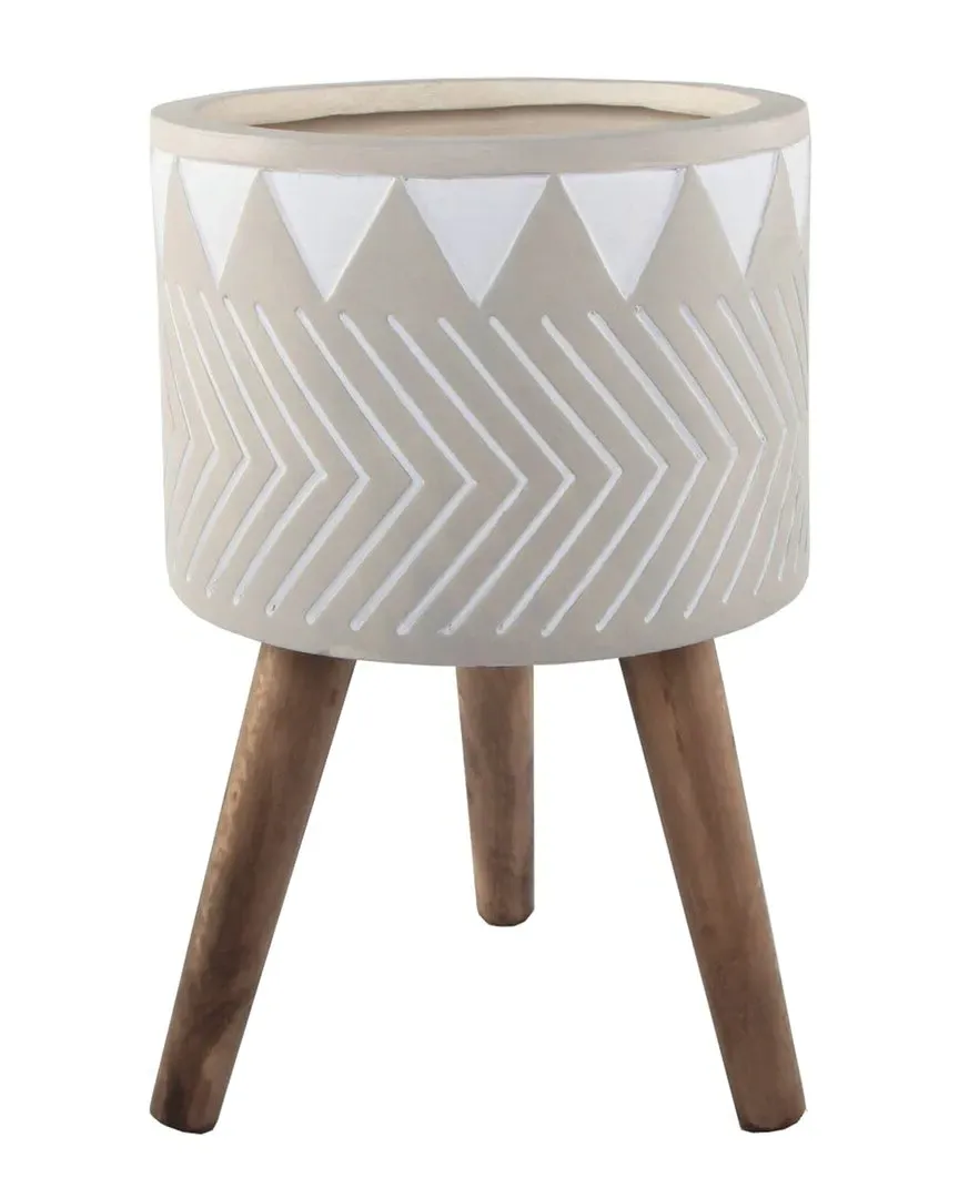 12 Inch Railway Fiberglass Pot on Stand - Grey image