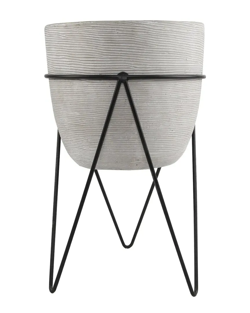 12.5in Cement Planter on Stand - Grey image