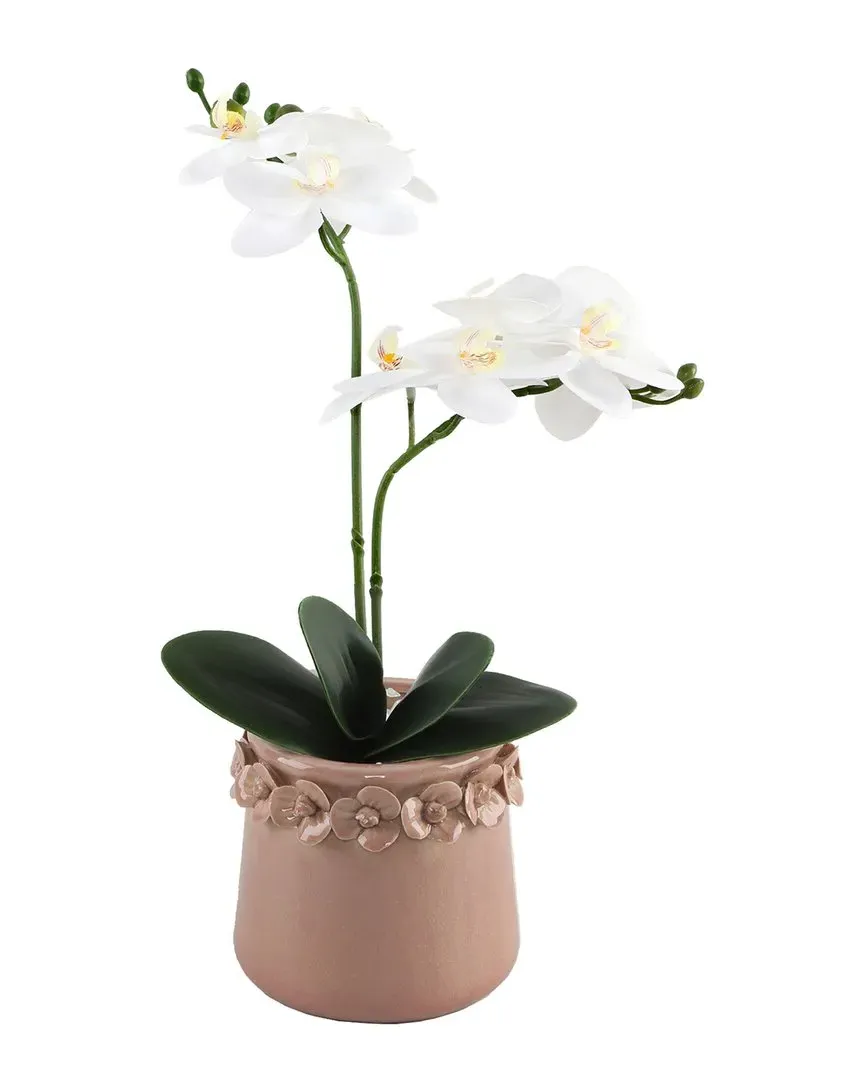 13in Real-Touch Orchids in Floral Pot - White