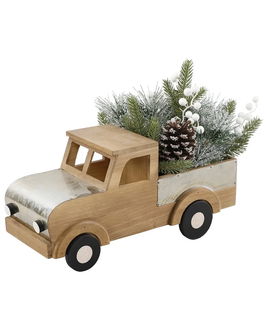 17In Christmas Mix Wood Truck Decoration - Natural image