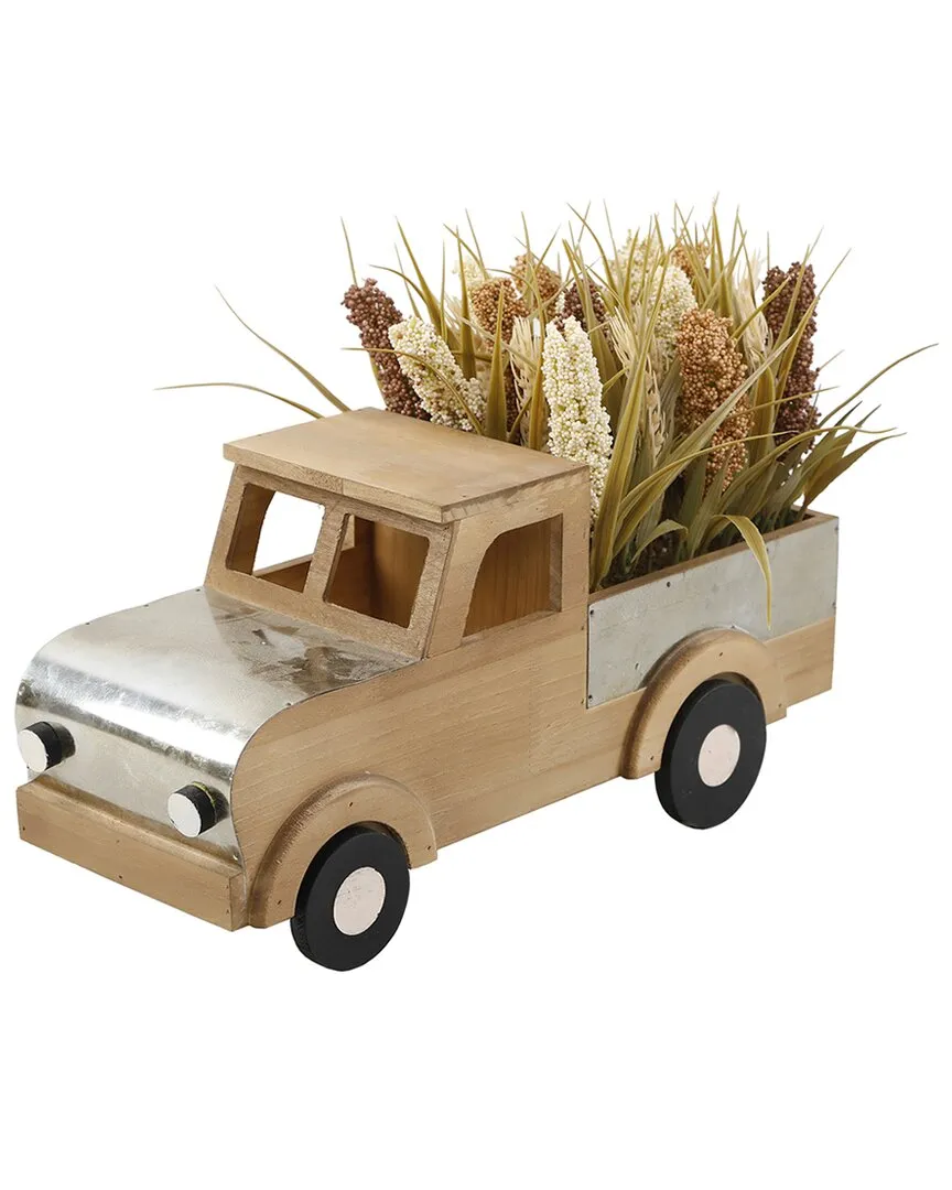 17In Wheat Mix Wood Truck Decoration - Natural