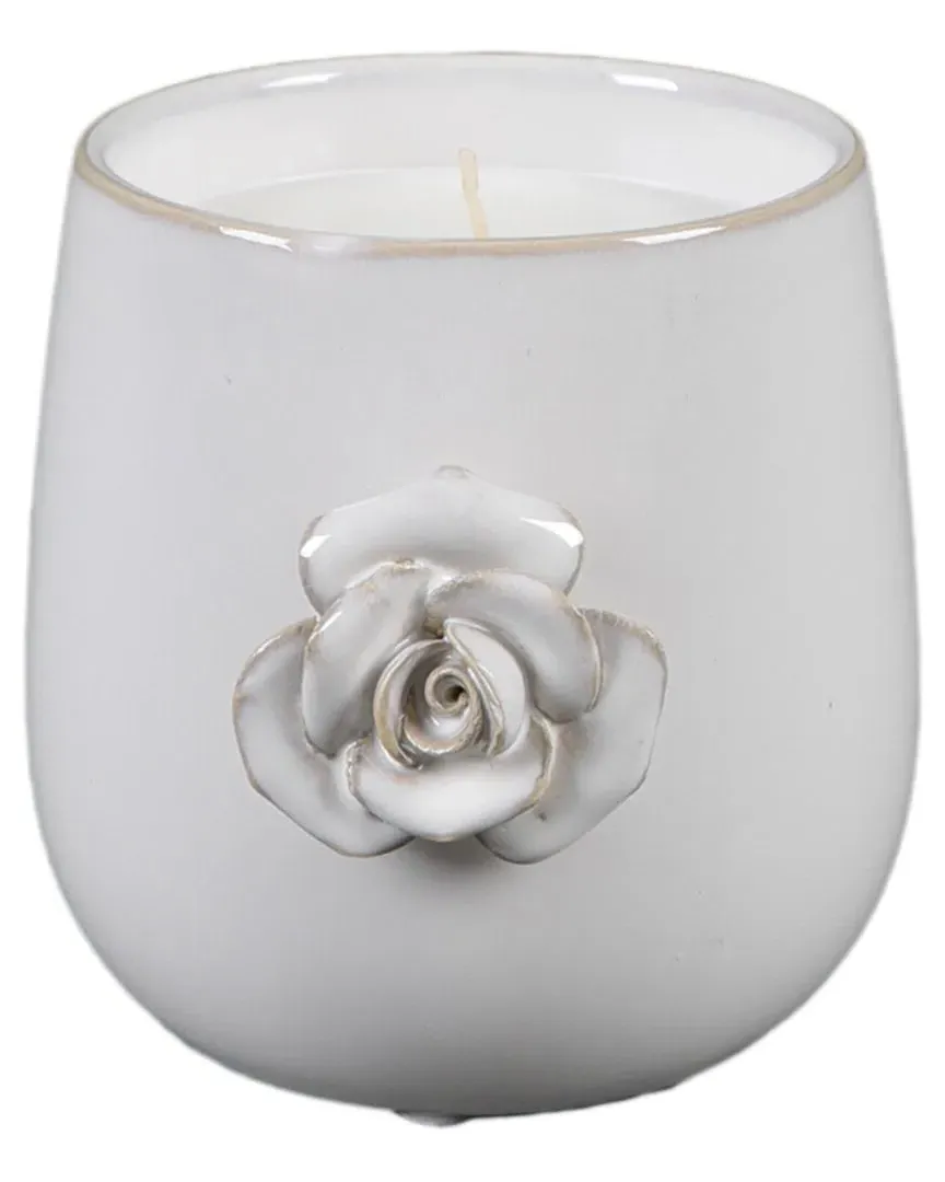 20oz Ceramic Flower Candle - White image