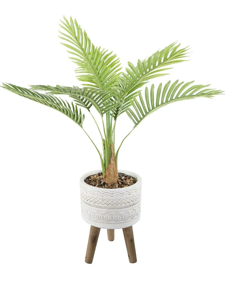 41in Palm in 10in Tribal Fiberglass Planter - White, Fiberglass