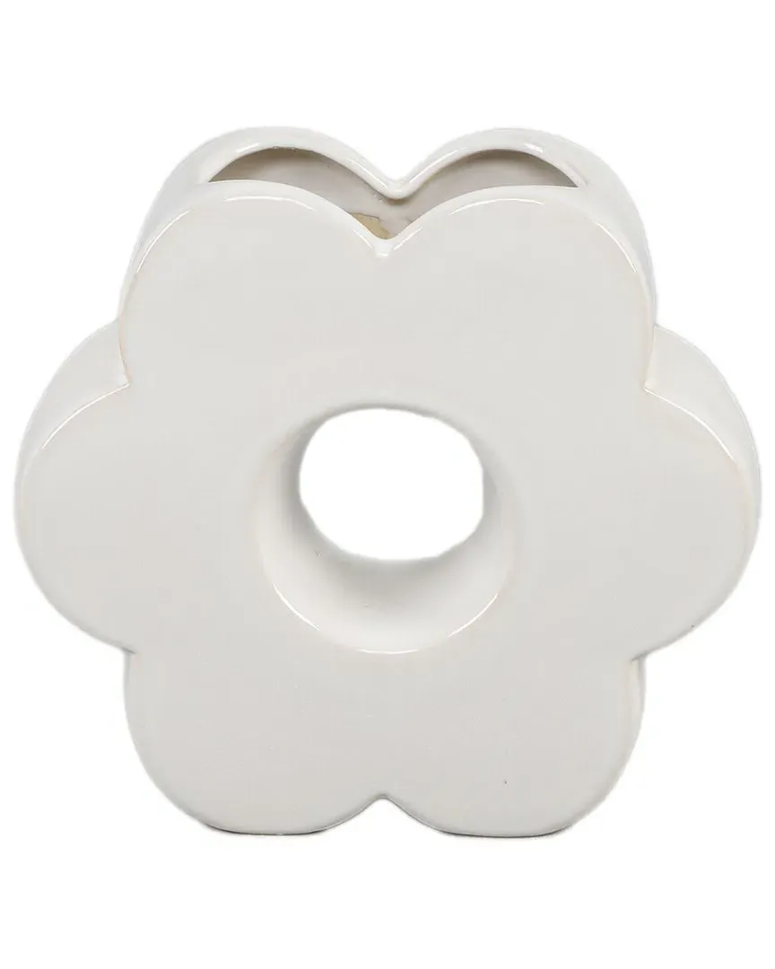 7in Ceramic Flower Vase - White