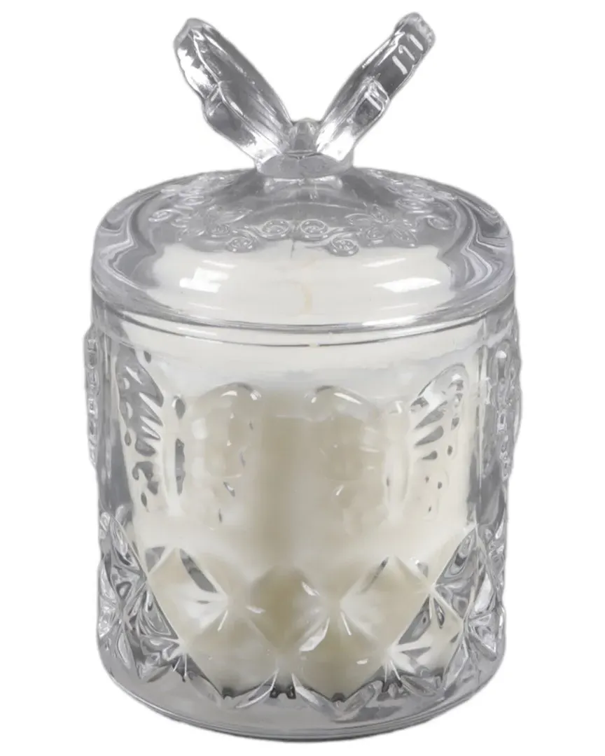 7oz Glass Candle with Butterfly Lid - Clear, Glass image