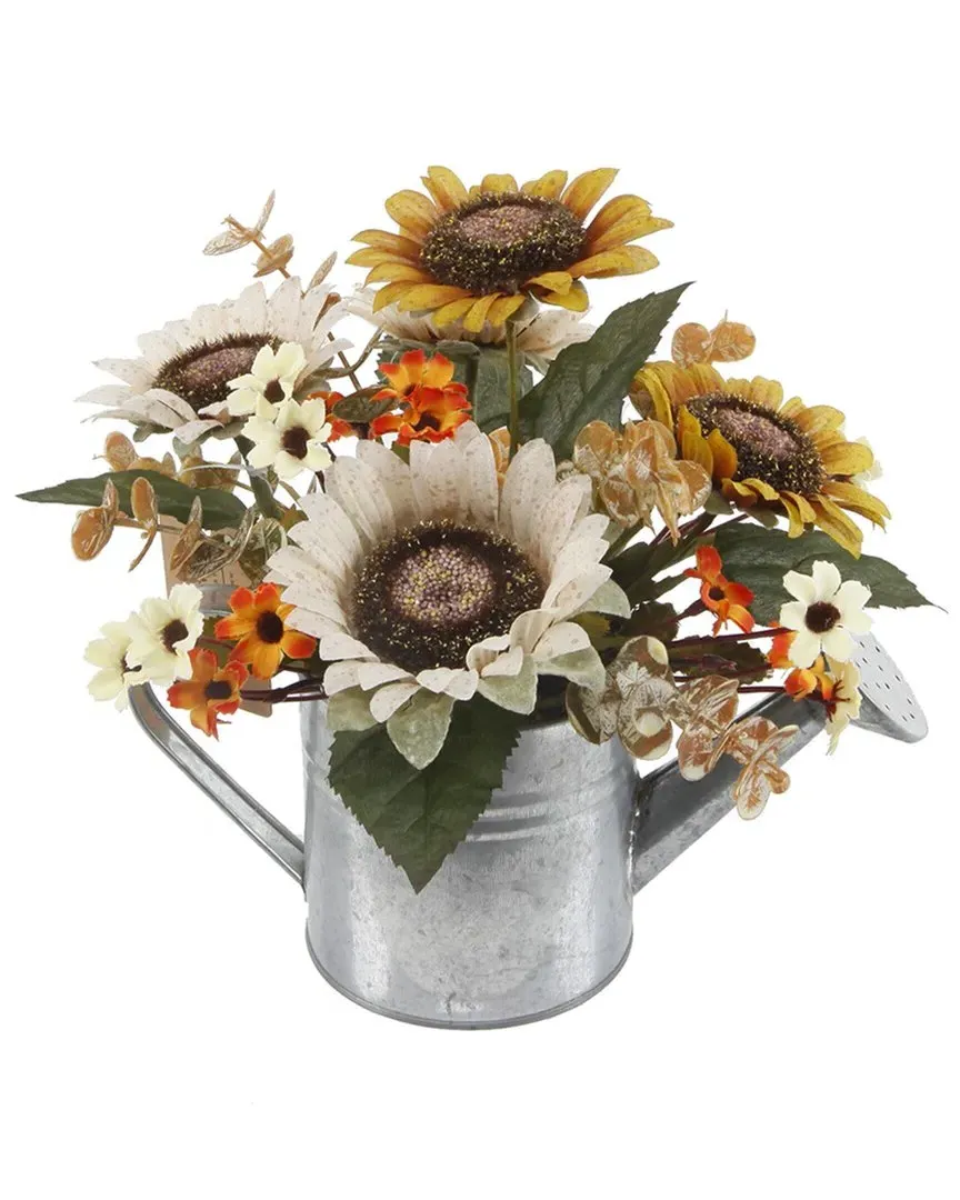 9in Sunflowers Mix in Watering Can - Multi, Metal image