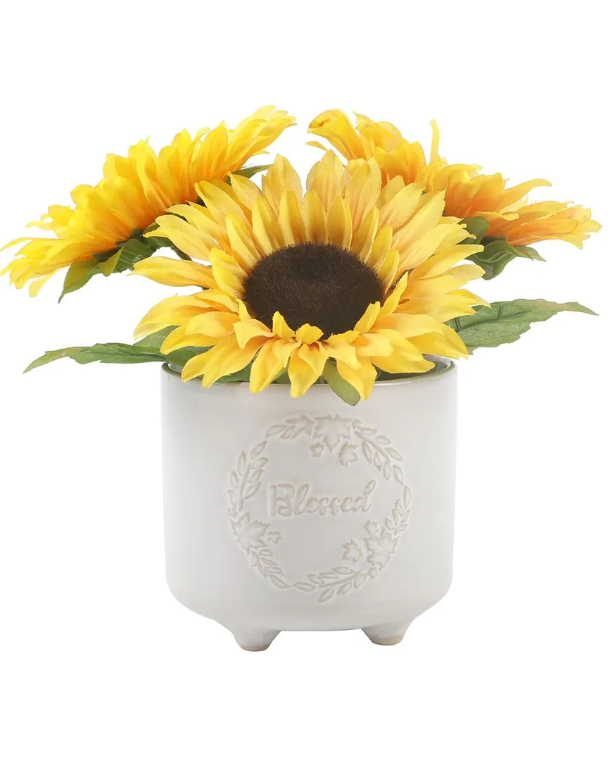 Blessed Sunflowers Ceramic Vase - Ivory image