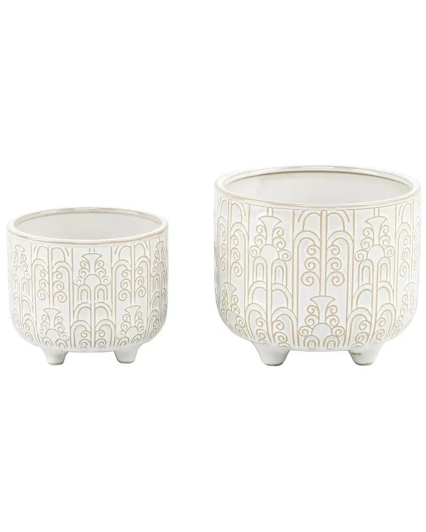 Footed Ceramic Planter Set - Ivory image