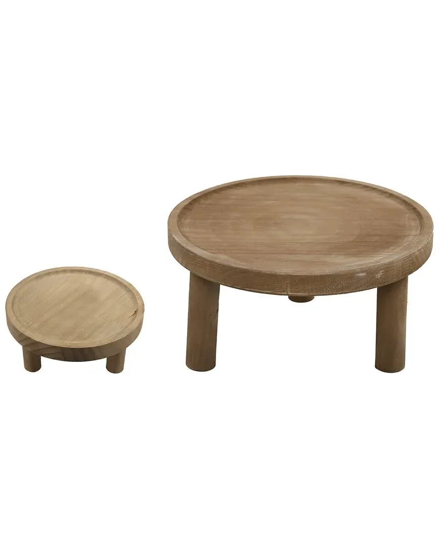 Footed Wood Plant Stand Set - Dark Brown image