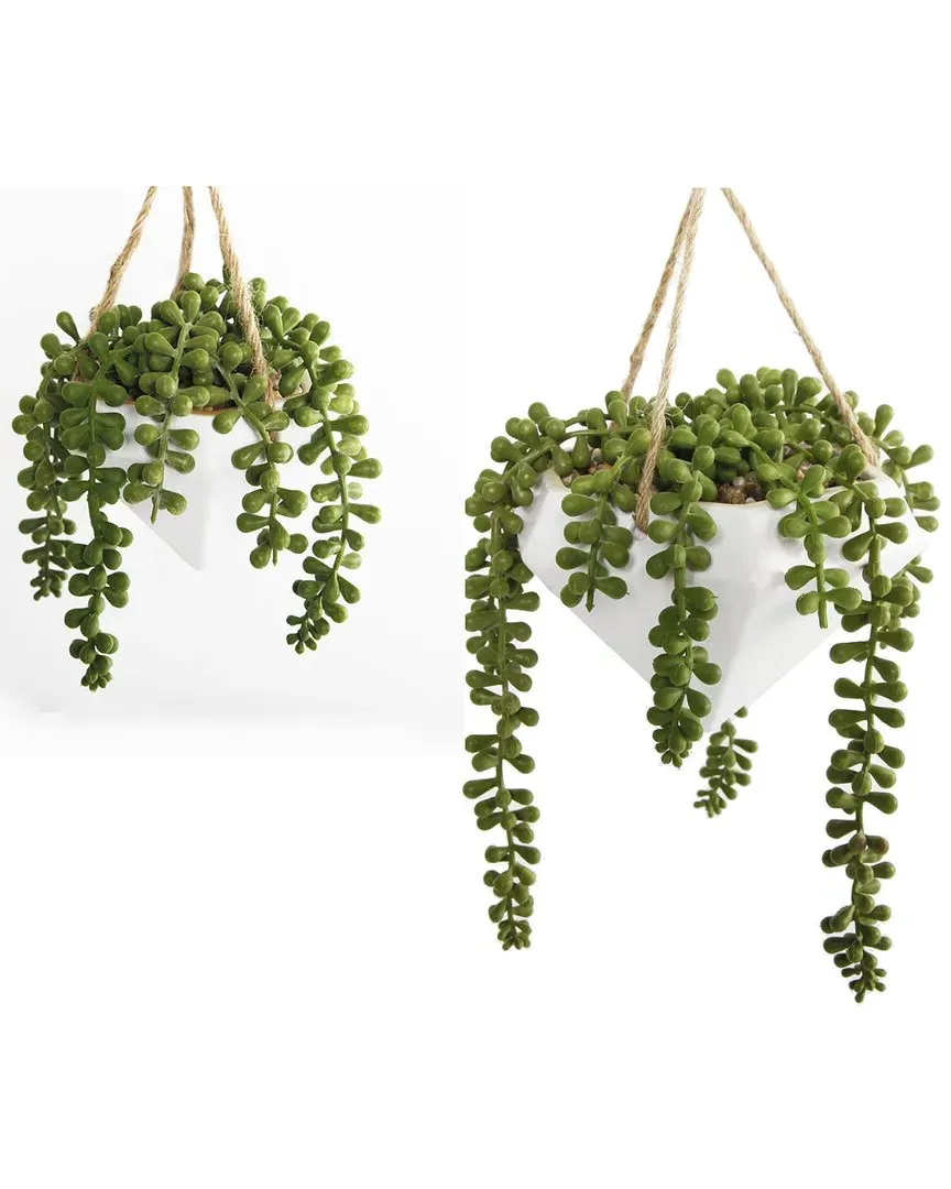 Hanging Geo Planters Set - White, Ceramic image