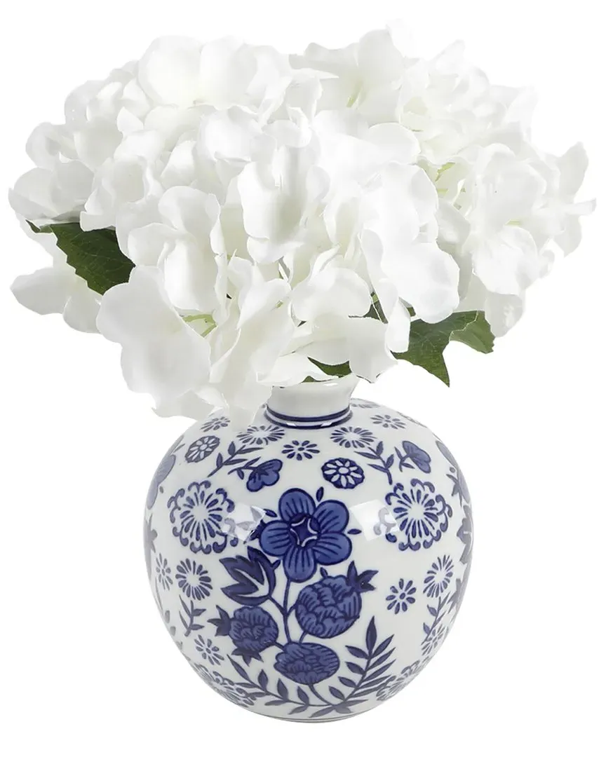 Hydrangea in Chinoiserie Planter - Multicolor, Ceramic image