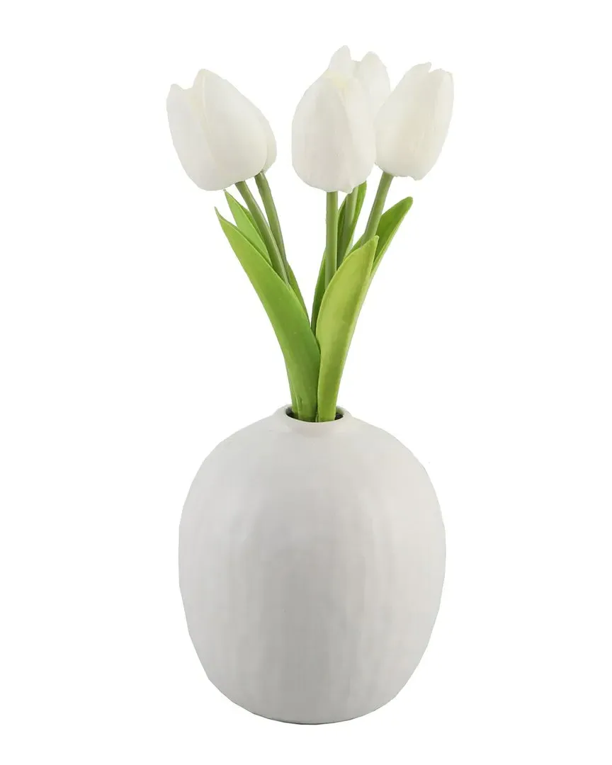 Real-Touch Tulips in 5in Vase - White image