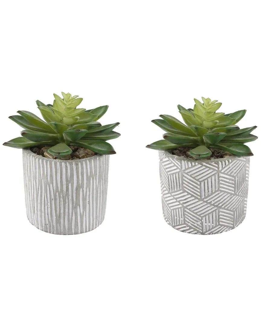 Set of 2 Pattern Cement Planters - Gray image