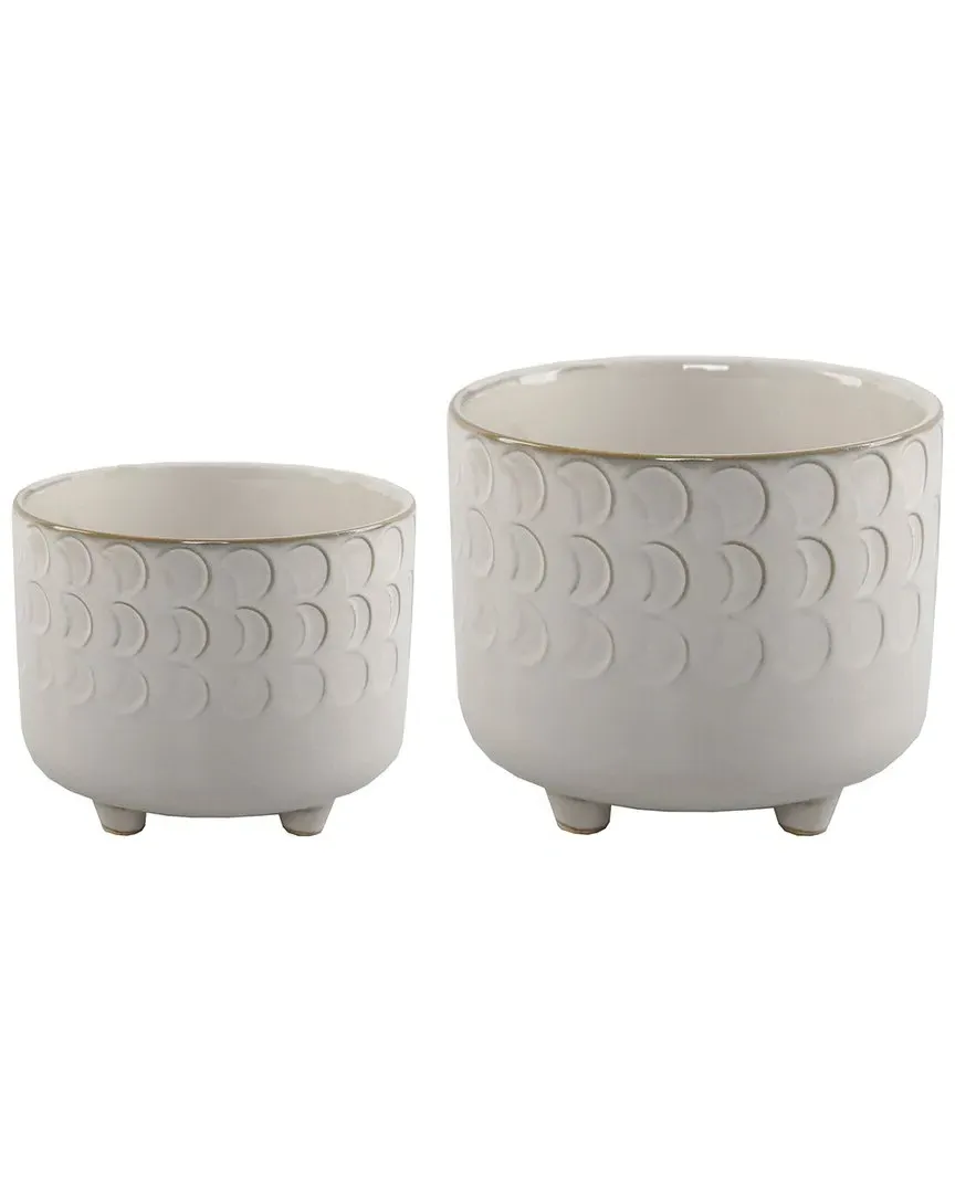 Small Moon Phase Footed Planter Set - Ivory, Ceramic image