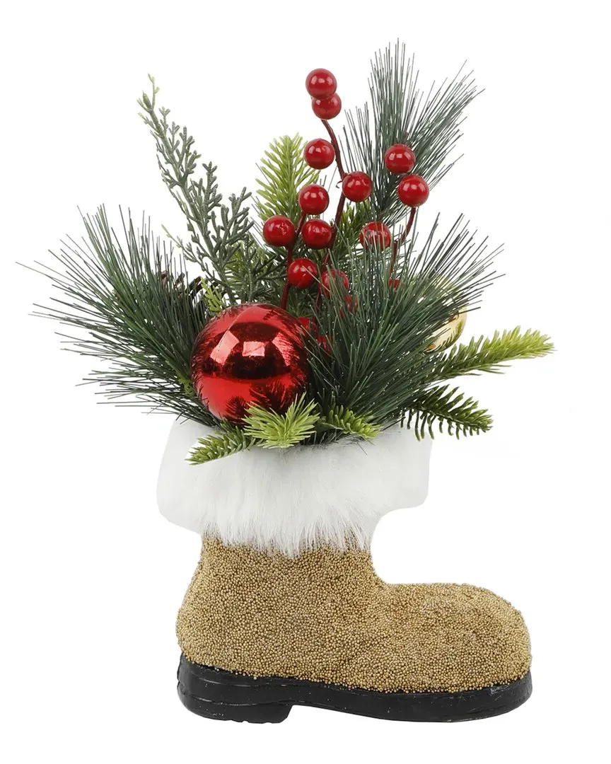 Xmas Mix Beaded Santa Boot - Tan image