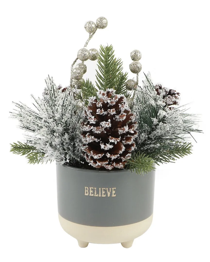 Xmas Mix Believe Ceramic Footed Pot - Gray image