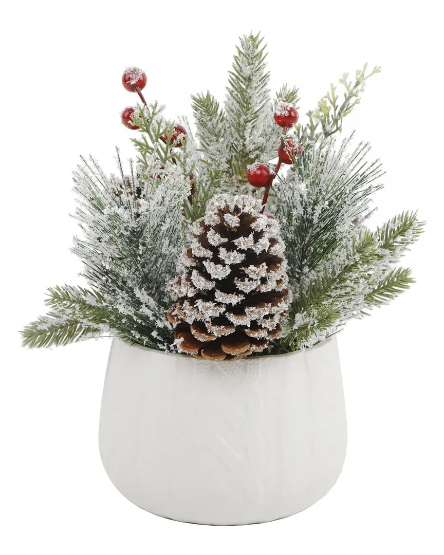 Xmas Mix Ceramic Pot - White