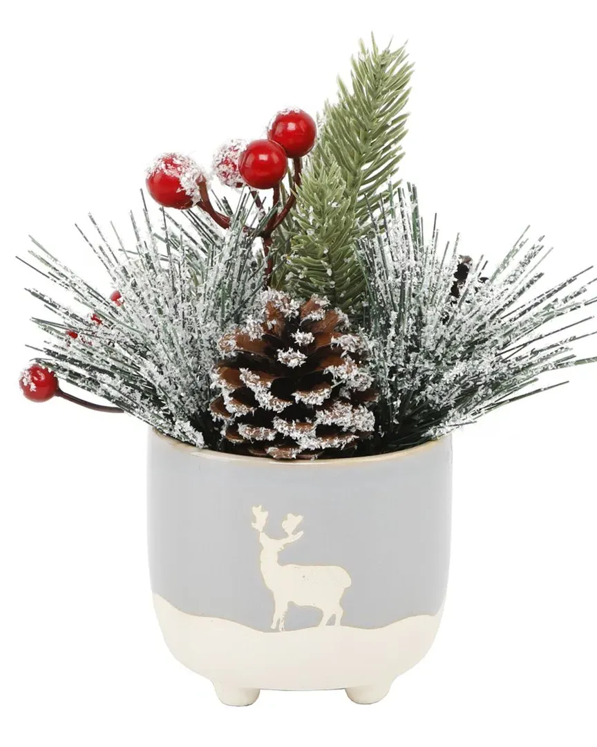Xmas Mix Deer Ceramic Pot - Gray, Ceramic image