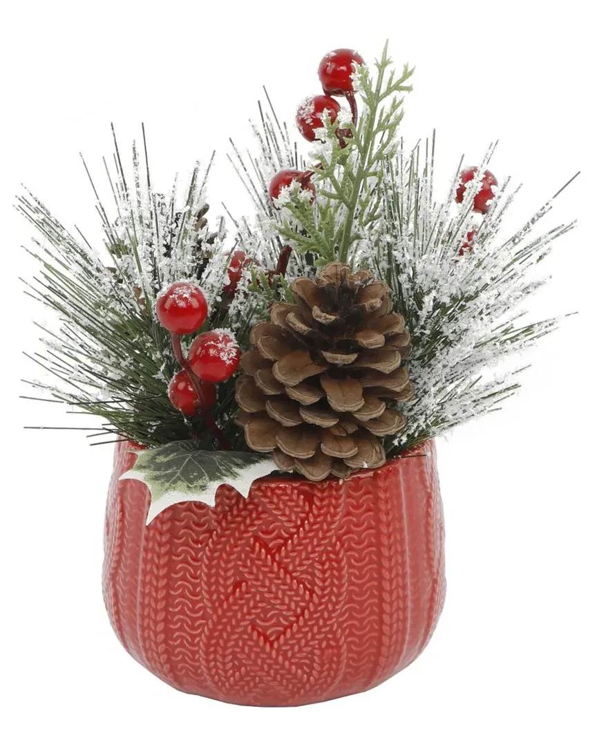 Xmas Mix Red Sweater Ceramic Pot - Red, Ceramic
