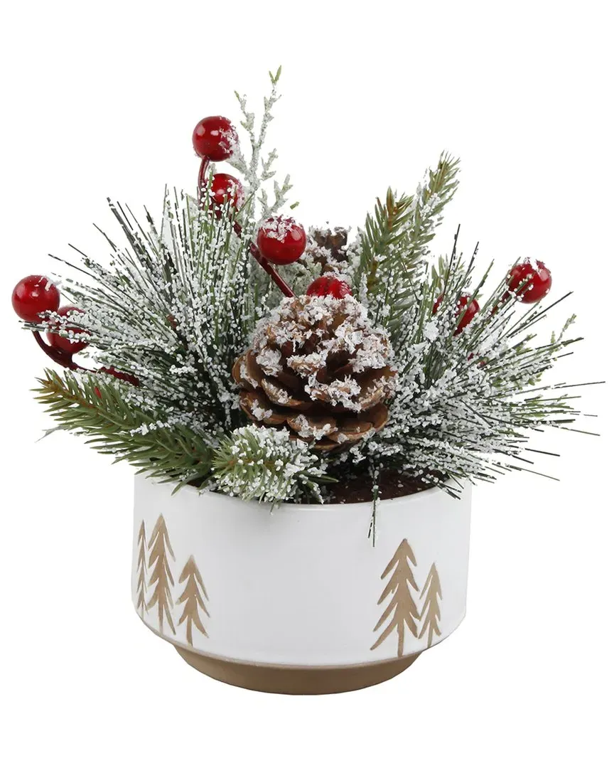 Xmas Mix Reverse Tree Ceramic Pot - White image
