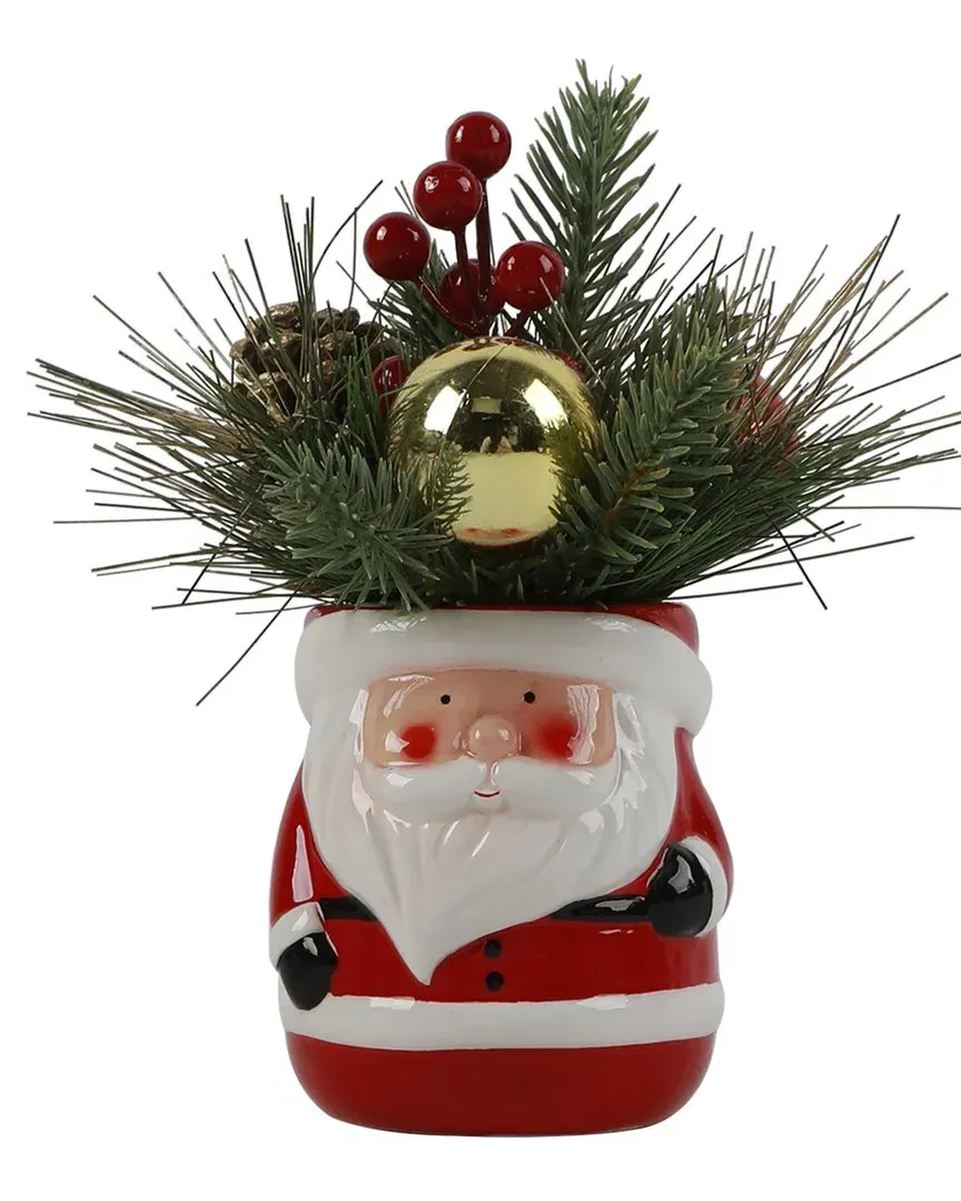 Xmas Mix Santa Ceramic Pot - Red, Ceramic
